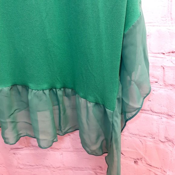 Kim & Cami  Sleeveless Top With Ruffle accents Green XL - Picture 6 of 10